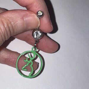 Green Titanium Browning Dangle Belly Ring